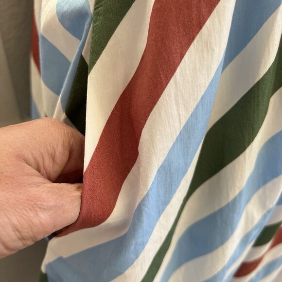 Maeve Anthro Halter Striped Cotton Midi Fit Flare Sundress Backless Sz S - Picture 4 of 6